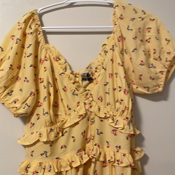 🌟5 for $25🌟 NWOT ASOS Influence tiered ruffle smock dress in yellow floral print - Picture 7 of 8